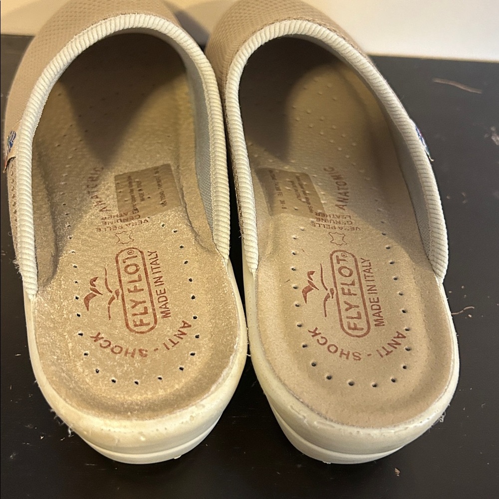 Fly Floy Anti Shock Genuine Leather Beige Mesh Slip-On Shoes 39 8 Italy - Picture 5 of 8